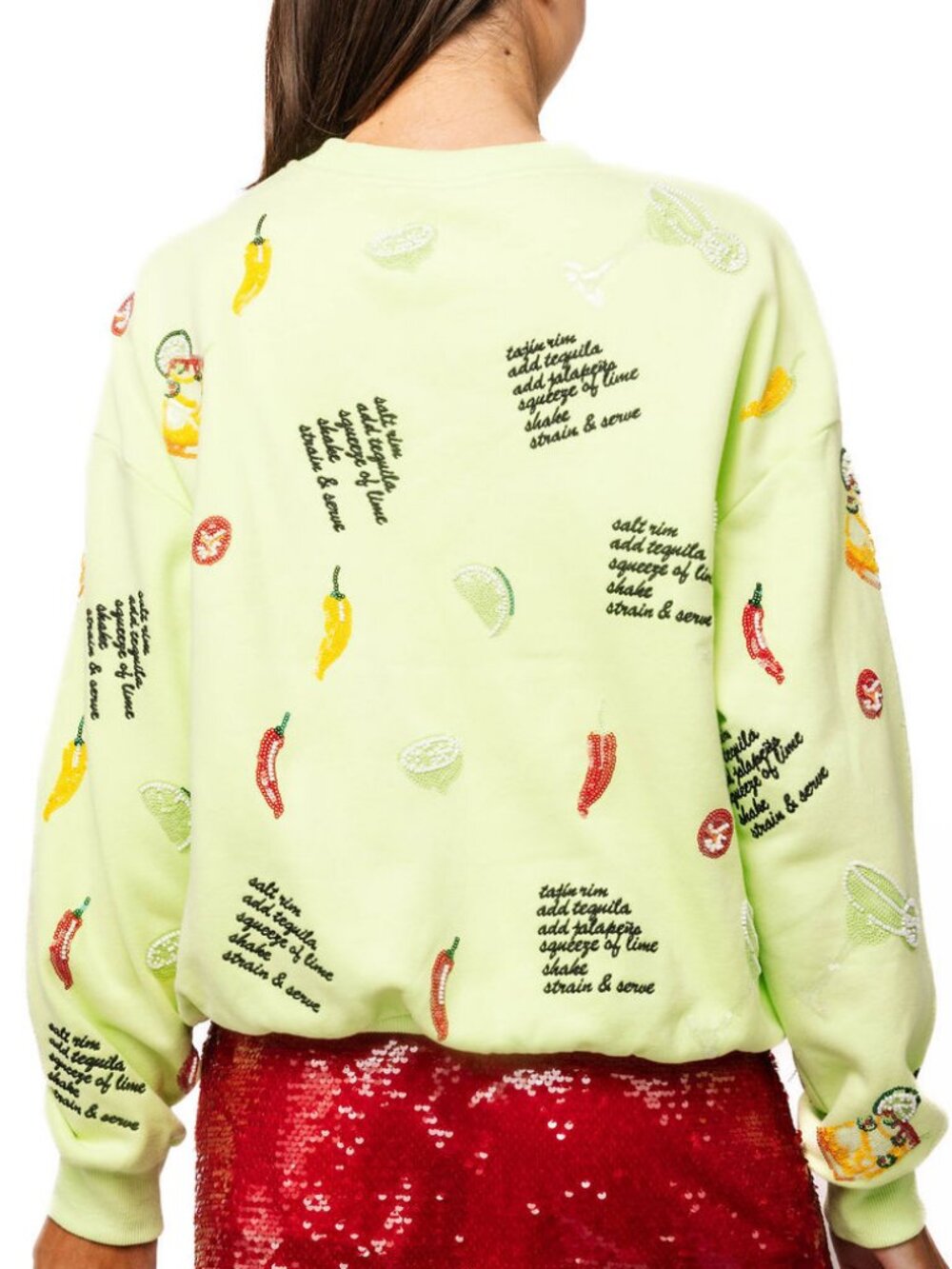 NWT Queen of Sparkles Lime Green Spicy Margarita Recipe Icon Sweatshirt - Picture 5 of 6